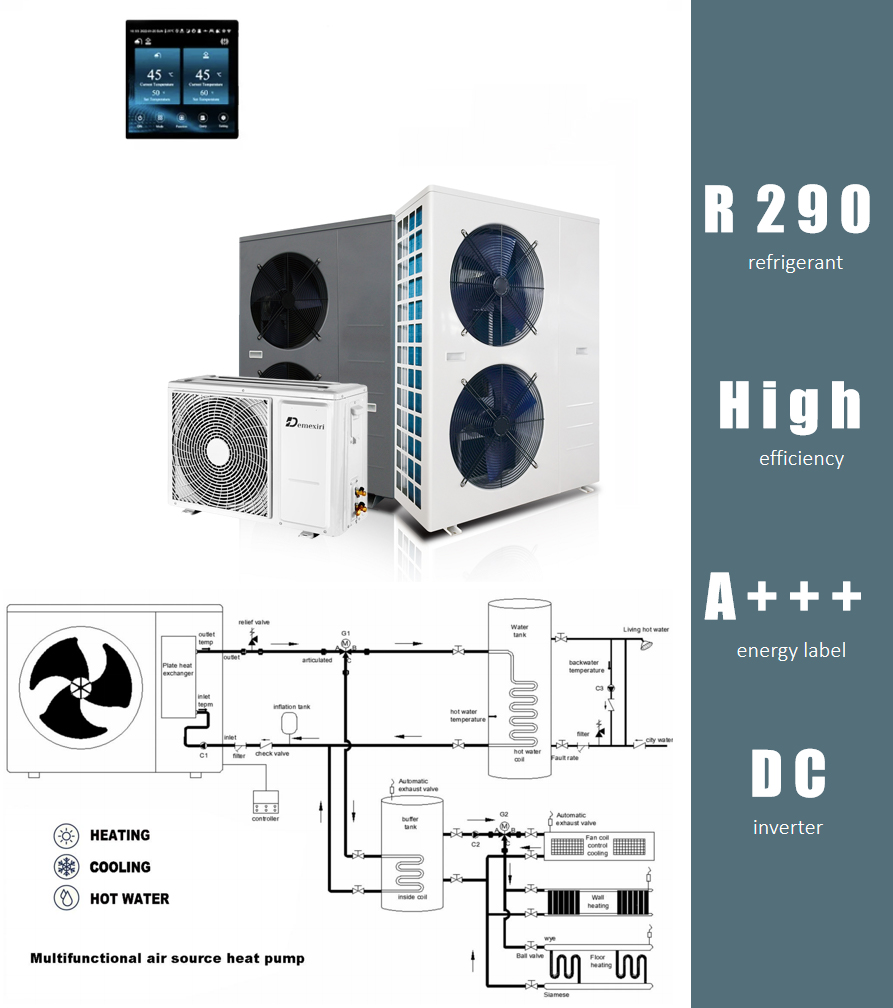 New energy R290 Multifunctional DC Inverter Heat Pumps factory